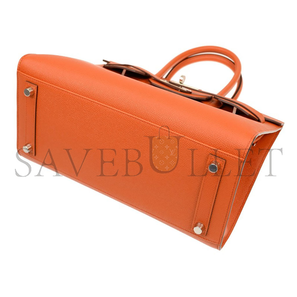 H**mes birkin 35 epsom leather orange silver buckle luxury bag bk30r1epsso (35*28*18cm)
